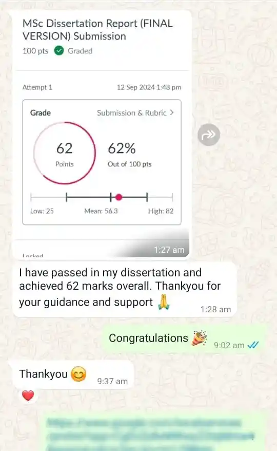 Student passing with 62 marks